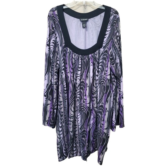Lane Bryant Purple/Black Square Neck Sweater Tunic Size 26/28 - Picture 1 of 5